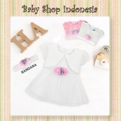 large dress bayi vest brocade putih